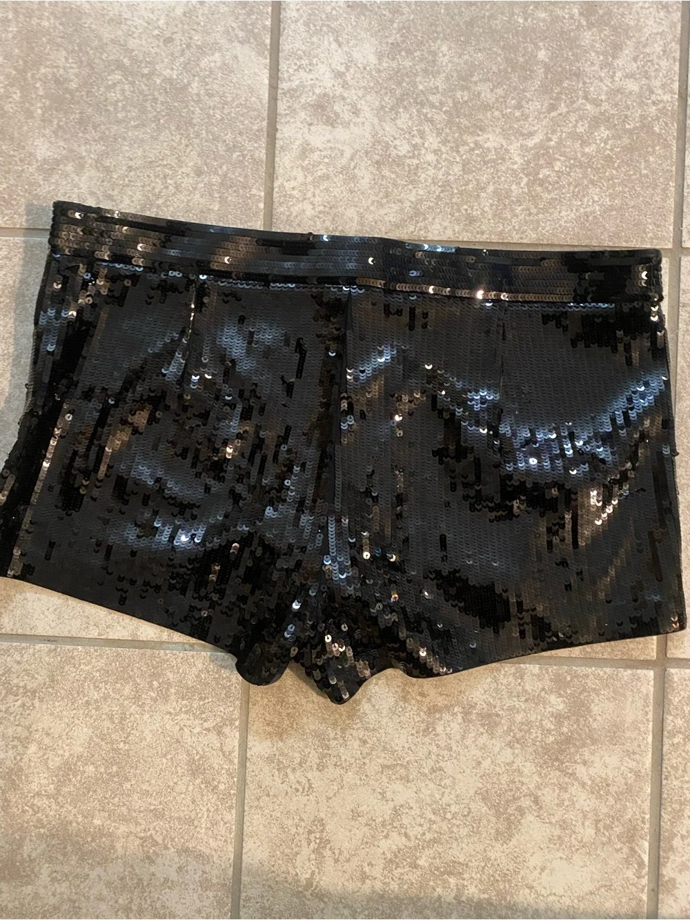 Express Black Sequin Bike Shorts Hot Pants Size 10